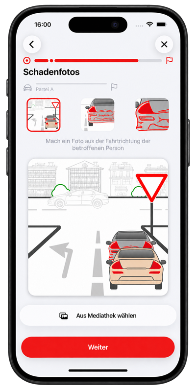 Schadefoto’s in de huidige app