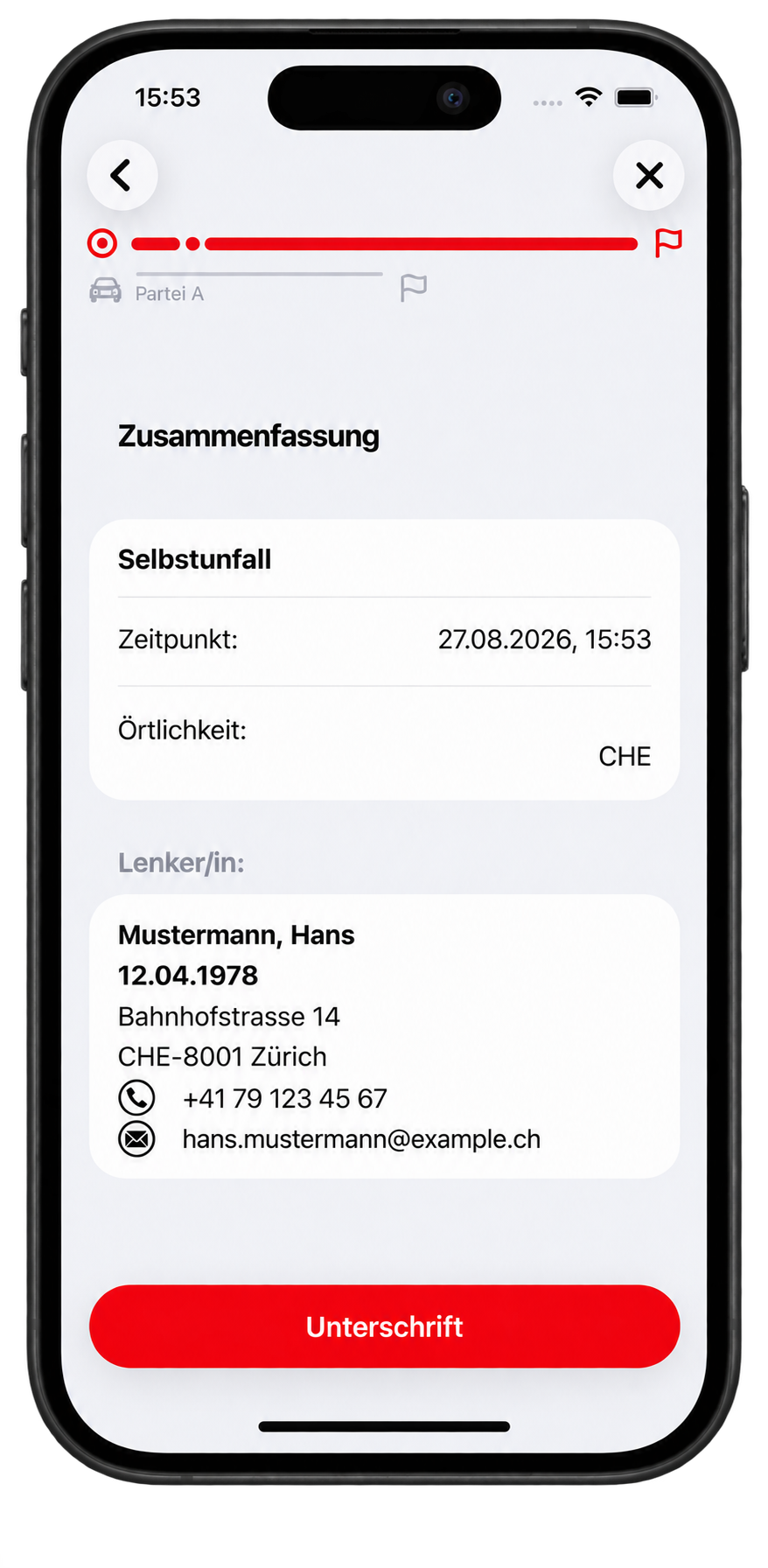 Zusammenfassung eines Schadenfalls vor der Unterschrift