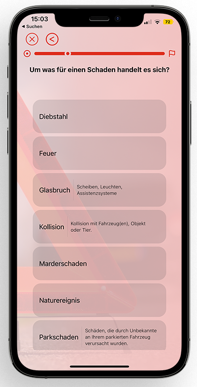 Accident Tool Bildschirm auf Deutsch